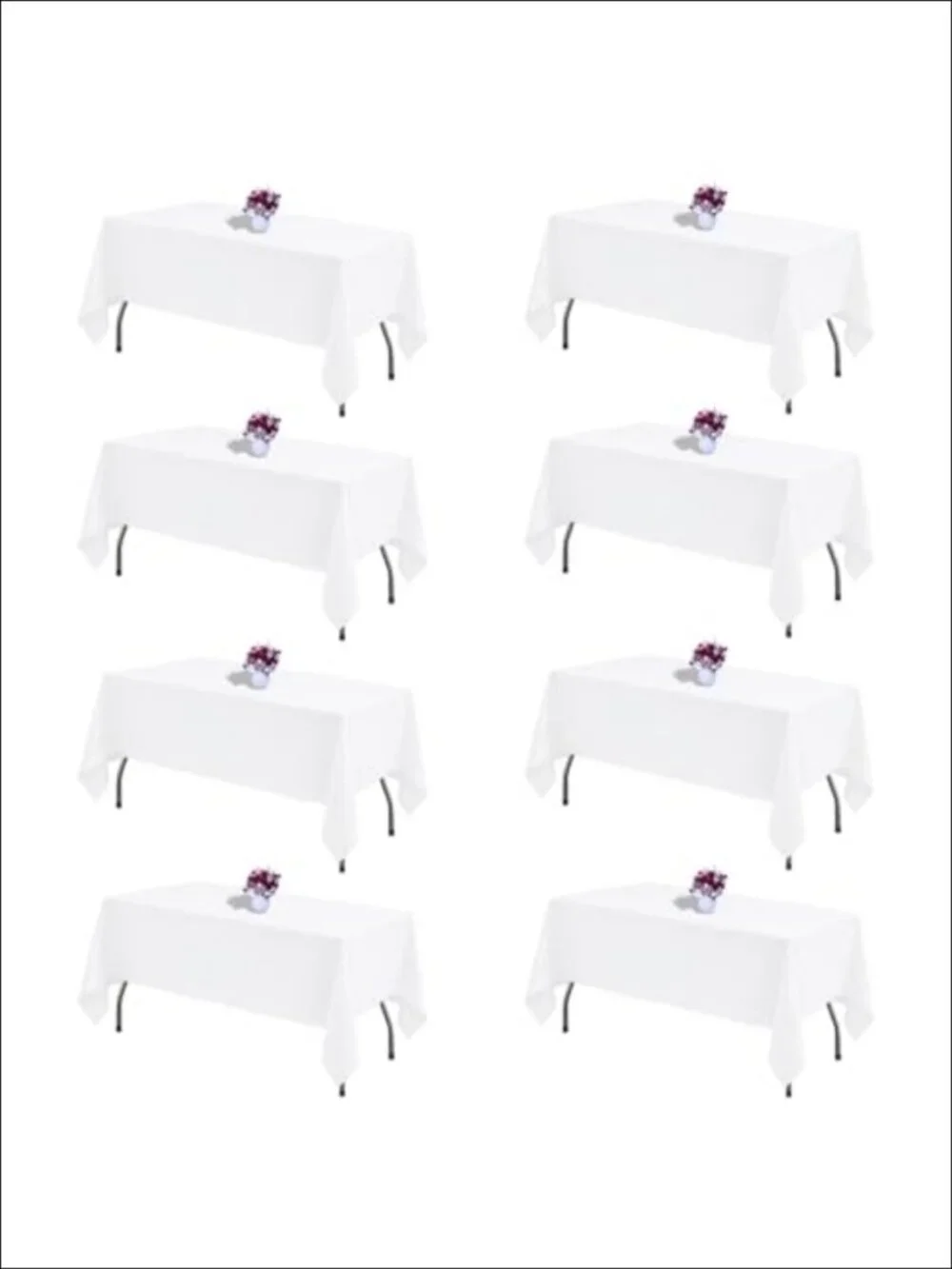 8 Pack Rectangle Tablecloth 60x102 Inch Polyester Washable